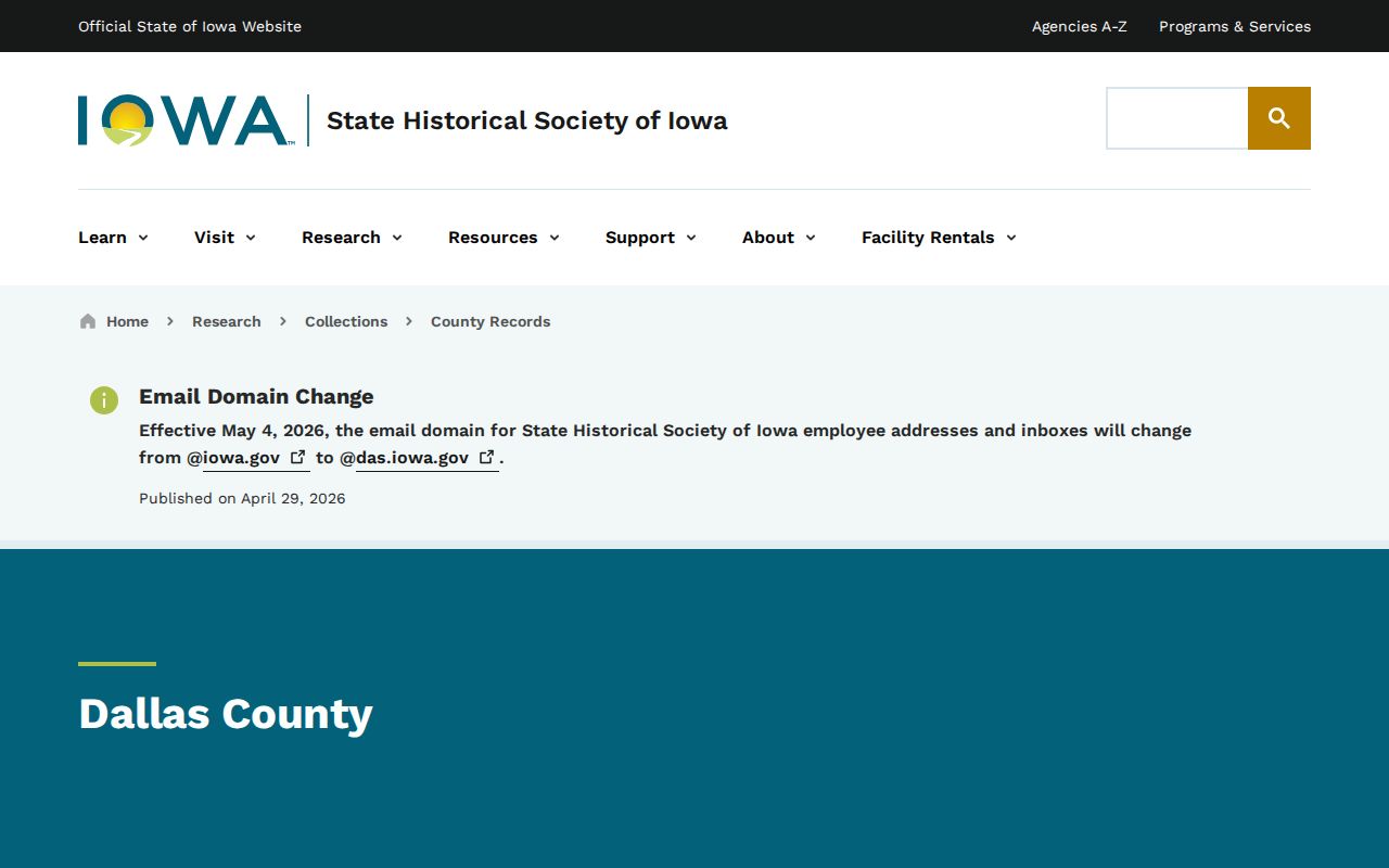 State Historical Society of Iowa Dallas County record inventory
