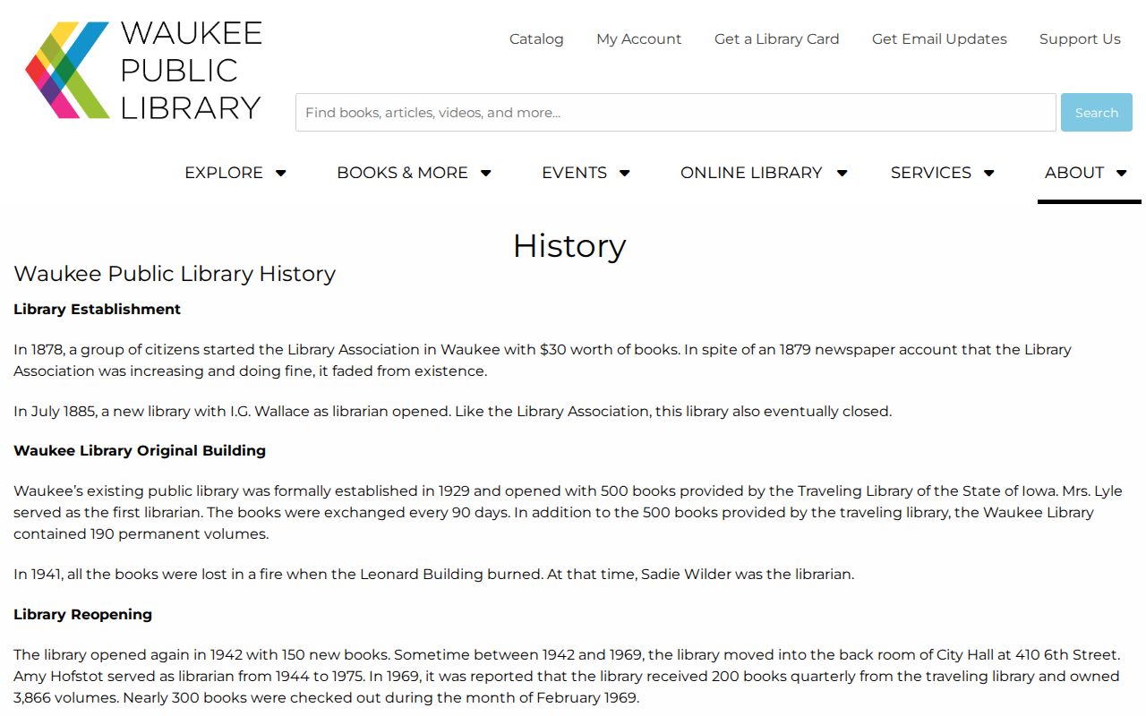 Waukee library history documenting the 1941 collection fire