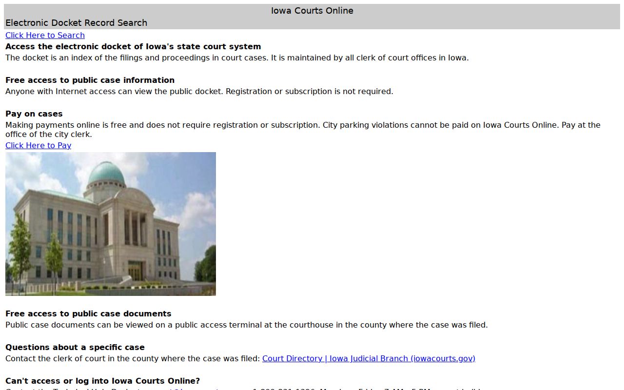 Iowa Courts Online public case search for Waukee name research