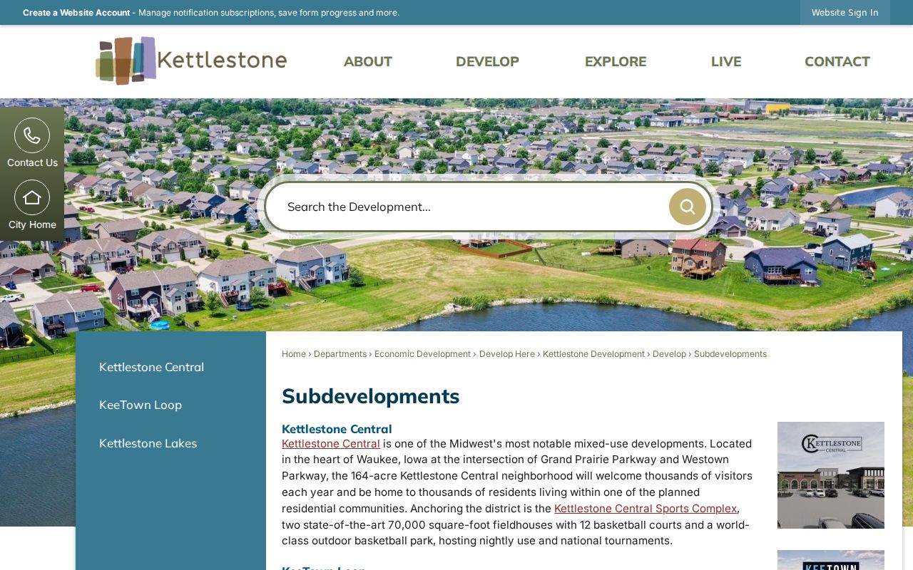 Waukee subdevelopments page naming local development areas