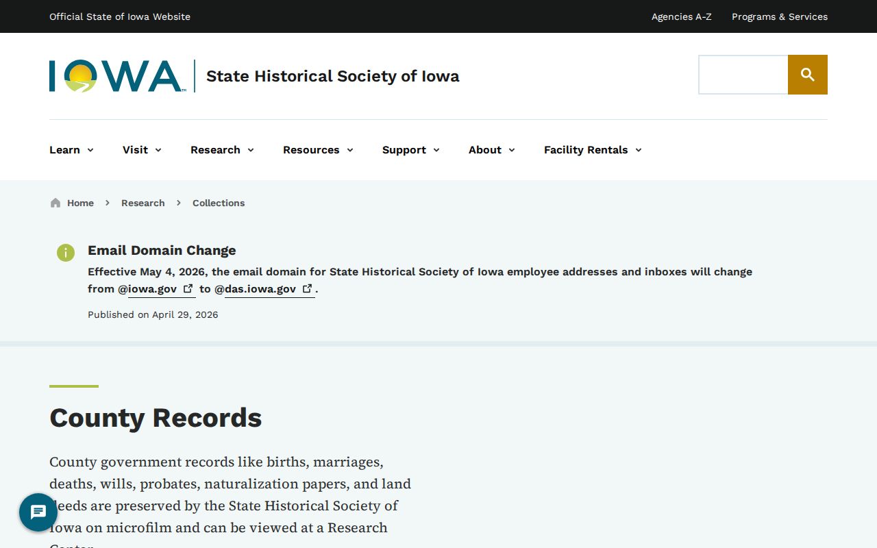 State Historical Society of Iowa county records collections page for Waukee house-history research