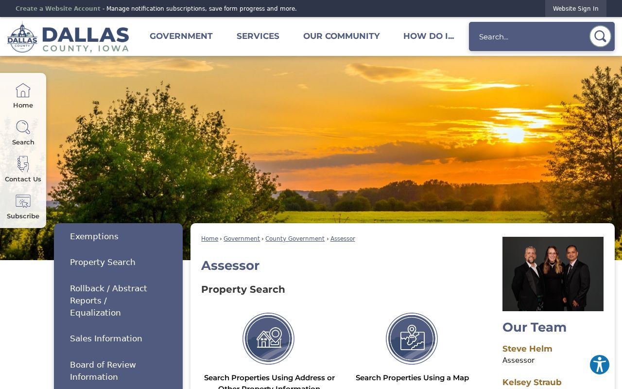 Dallas County Assessor page used for Waukee street and parcel research