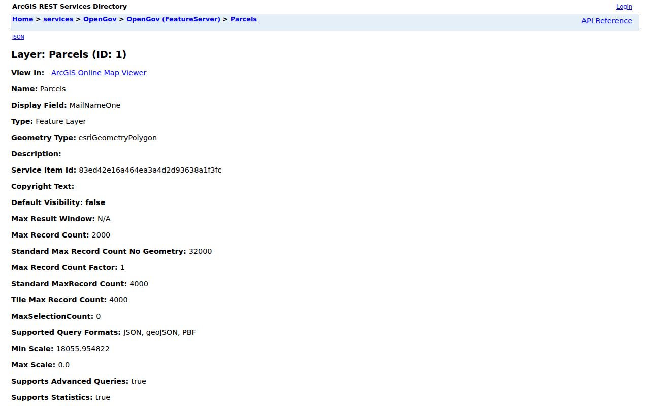 Waukee OpenGov parcel layer fields for street directory research